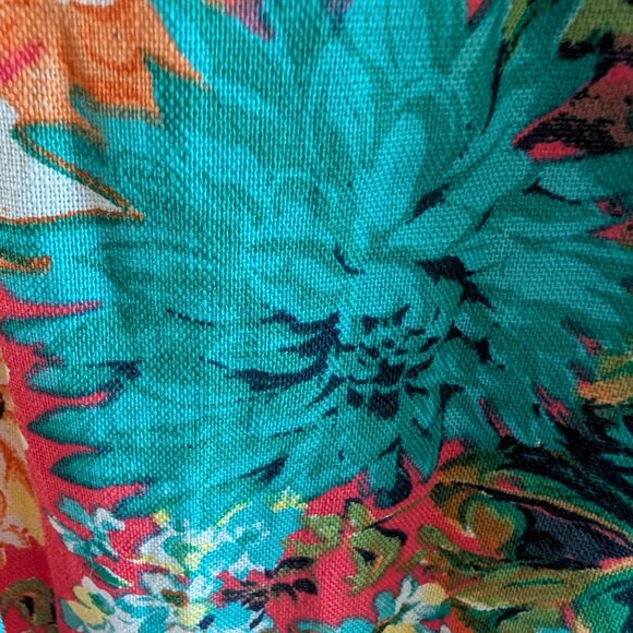 NWT Linen Floral Sheath Dress Pockets Coral & Teal Size 38, Size 6 Summer - Picture 11 of 13